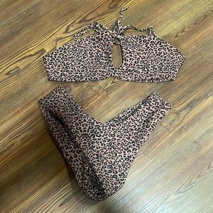 Skatie bikini cheetah print small top and small mandi bottom